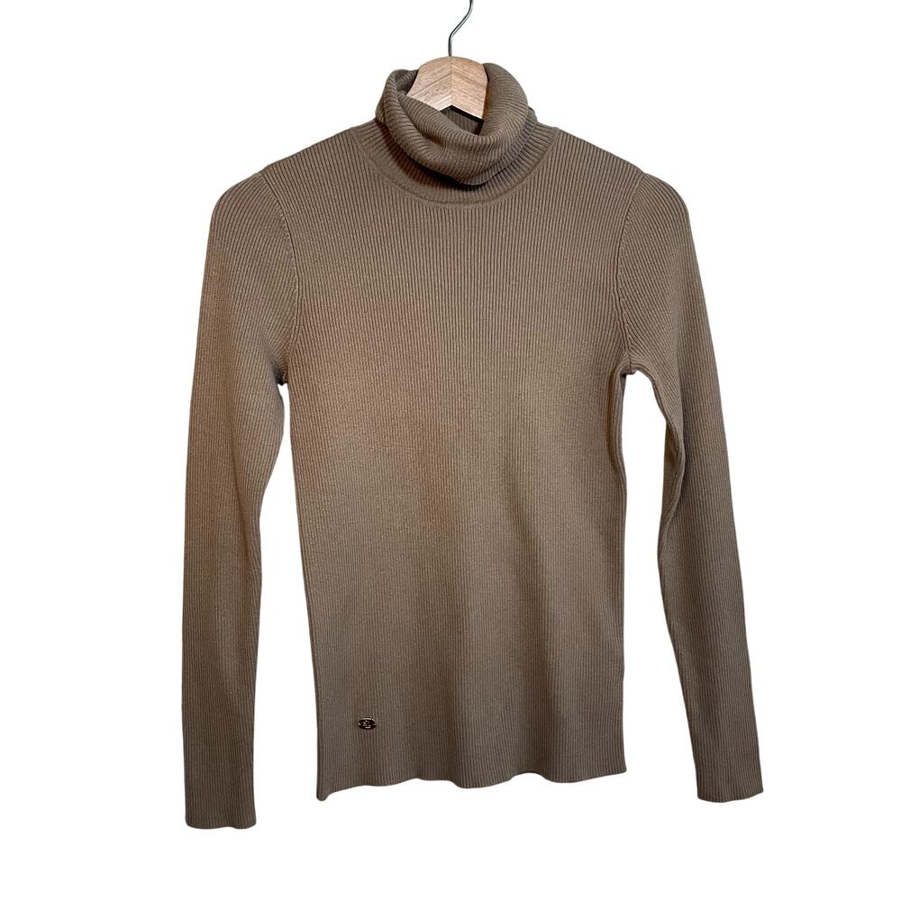Lauren Ralph Lauren black label‎ tan turtleneck knit sweater women's size M